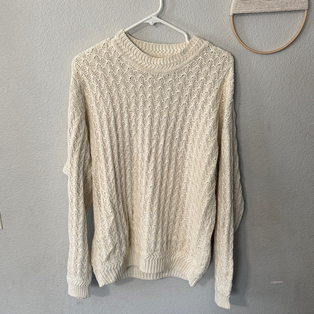 Elegant Cream Cable Knit Sweater
